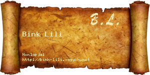 Bink Lili névjegykártya